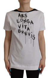 Dolce & Gabbana White Slogan Print Round Neck Cotton  T-shirt -   -  Dolce & Gabbana.